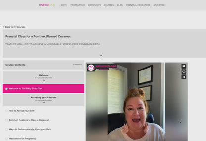 Video of the course outline for The Belly Birth Plan for people having a booked c-section.