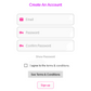 Image of the Create an Account page in the Mamasoup app.